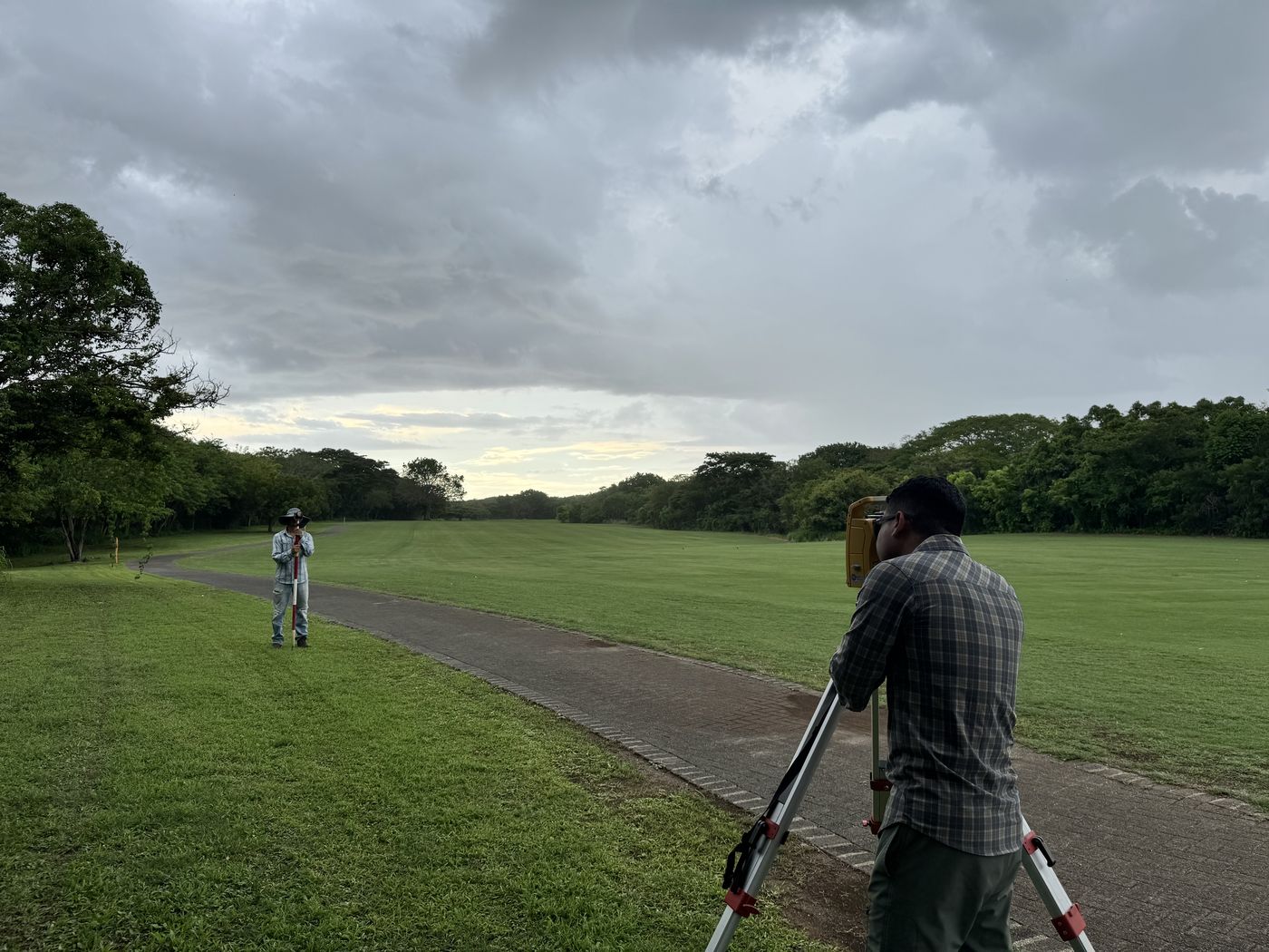 Field crew working on a boundary run