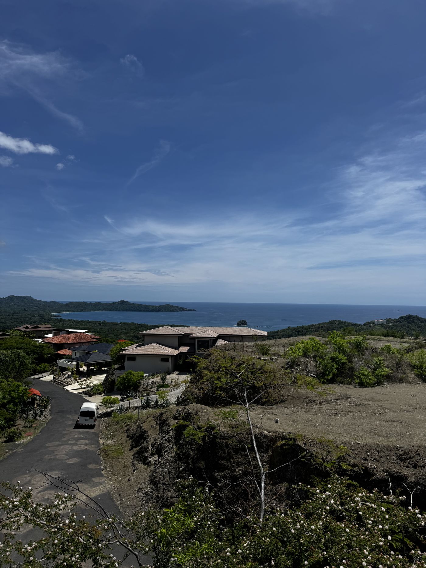View over lots and access roads in a coastal community